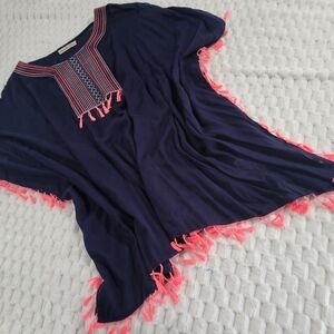 Sahalie Navy and Pink Swim Coverup